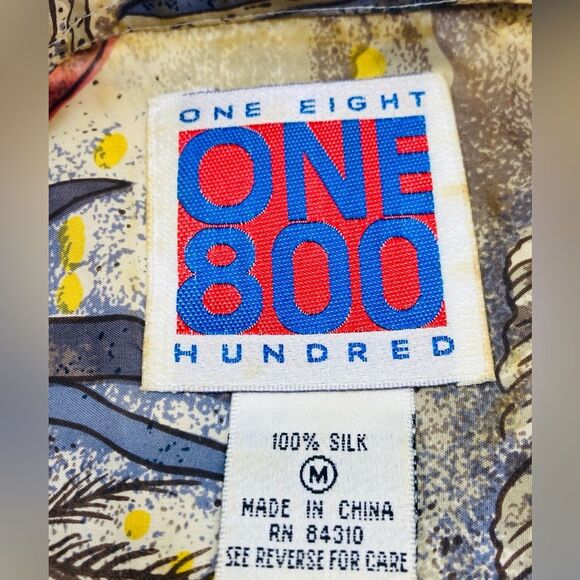 One Eight Hundred Silk Colorful Abstract Men’s Shirt M - Picture 6 of 6